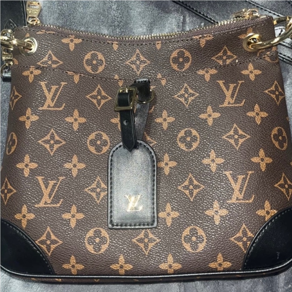 Brown and black purse